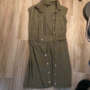 White House black market green button down dress